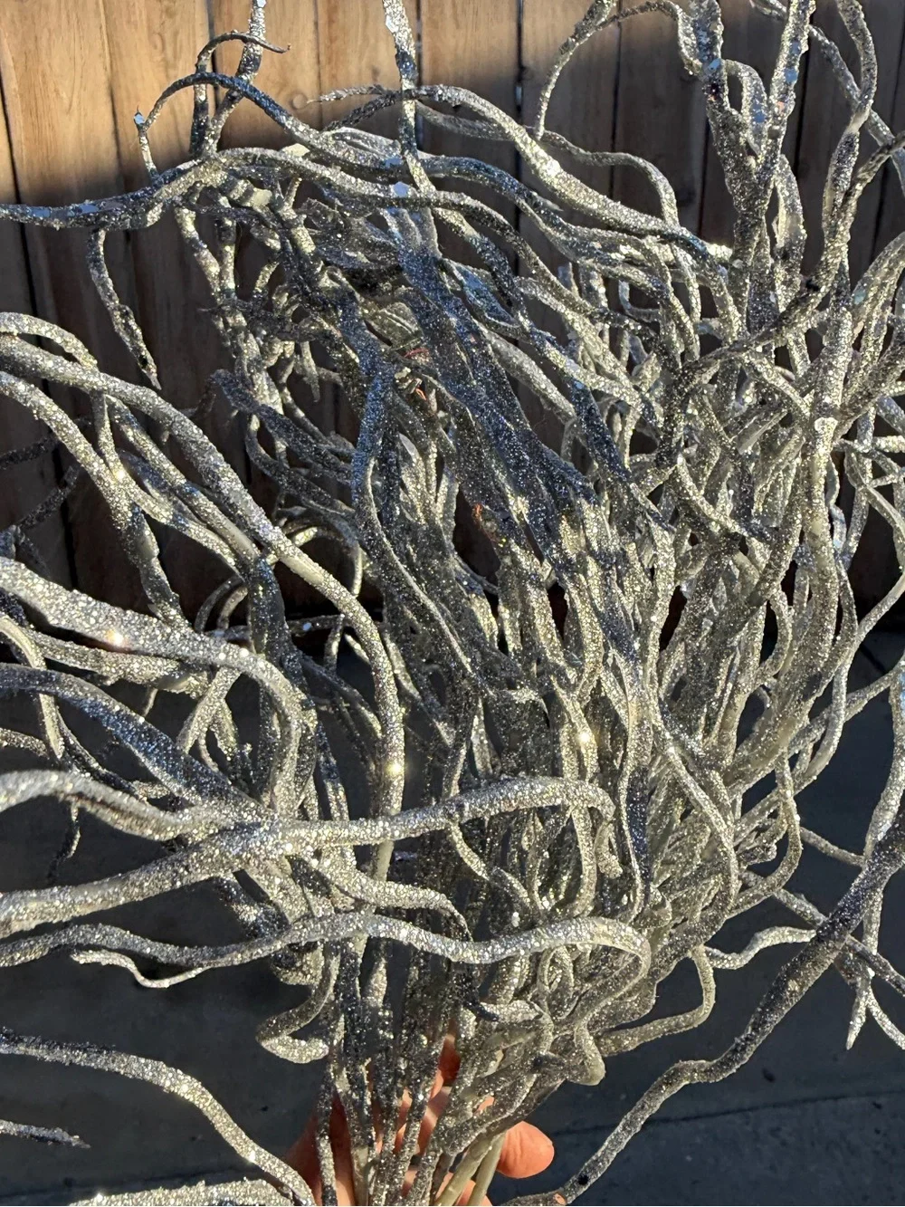 Silver Glitter Twig Spray - Home Accent holiday wedding event decor floral 8 qty
